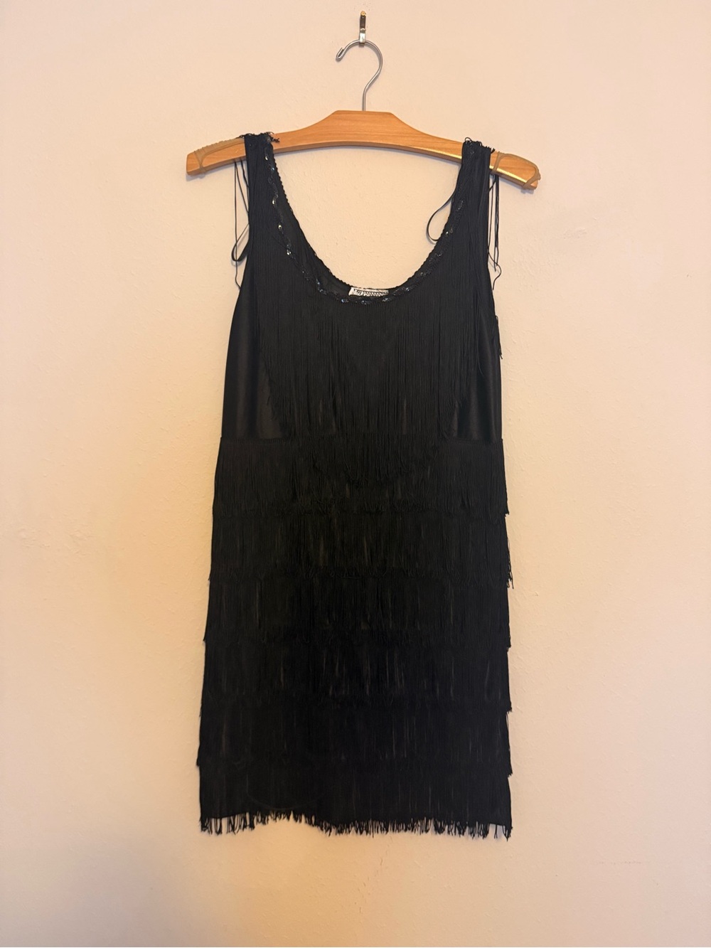 Black Fringe Sleeveless Dress